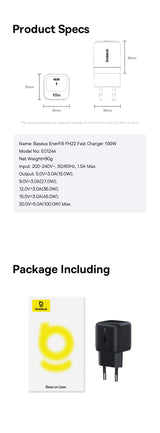 Pod Grid Baseus Mini 100W GaN USB-C Fast Charger
